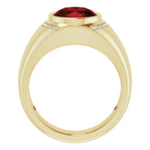 14K Yellow Natural Mozambique Garnet & 1/8 CTW Natural Diamond Ring